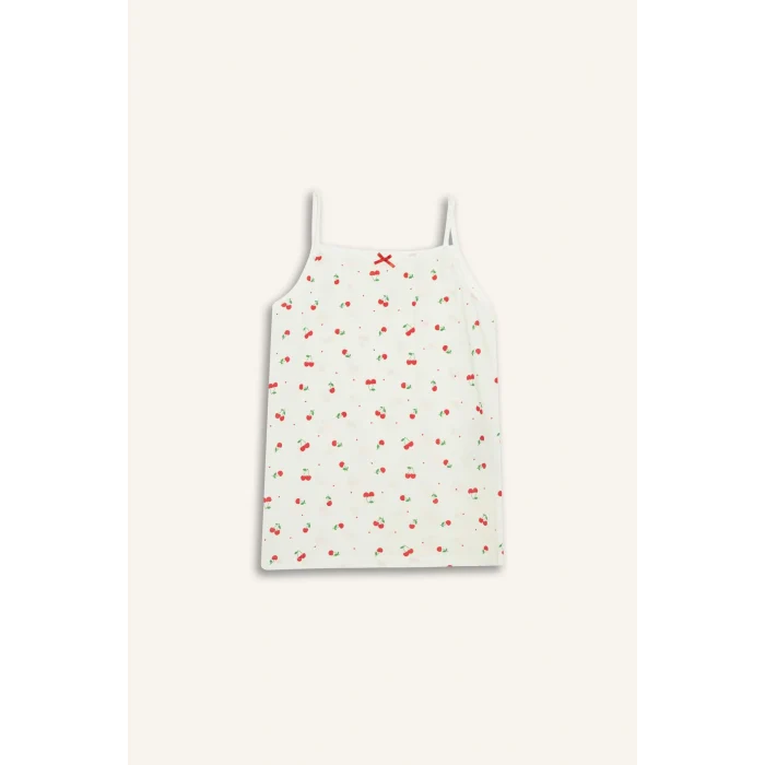 Defacto E7076 Ekru Kız Çocuk Desenli 2li Atlet