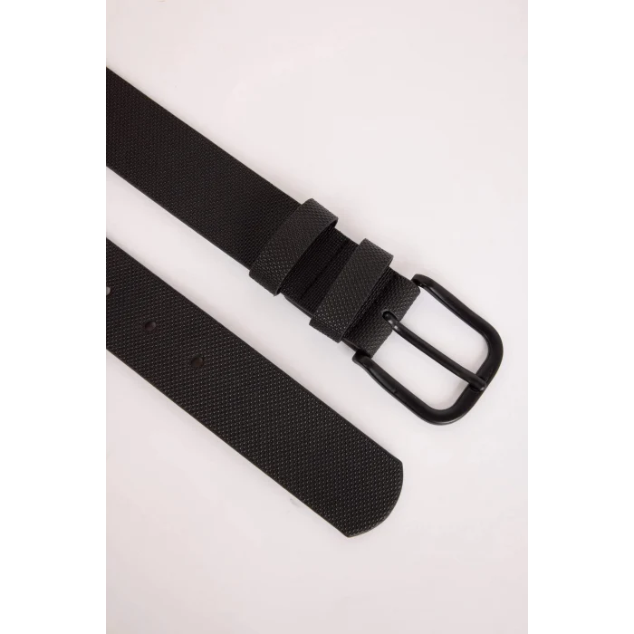 Defacto R4820 Siyah Erkek Oval Toka Suni Deri Jean Kemeri