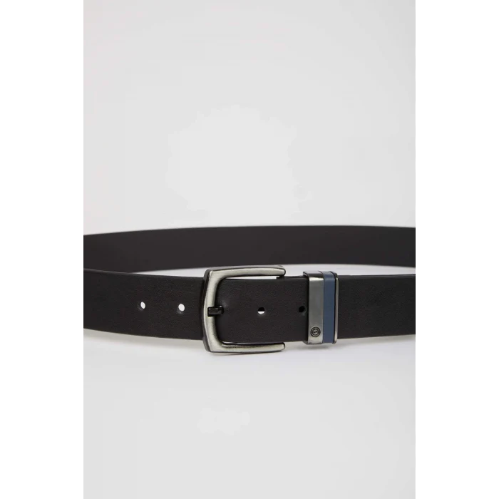 Defacto D3292 Siyah Erkek Suni Deri Jean Kemeri