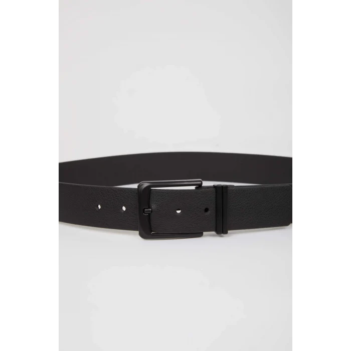 Defacto D3287 Siyah Erkek Suni Deri Jean Kemeri