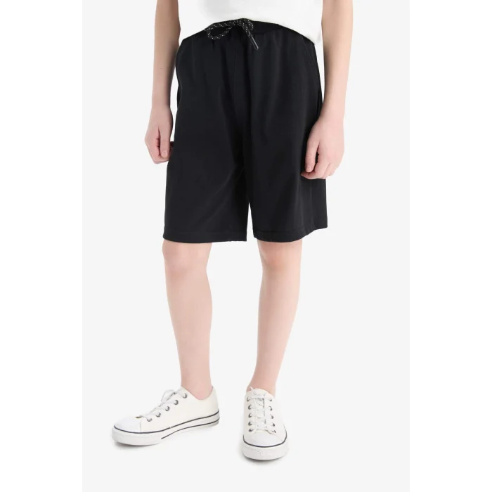 Defacto E0161 Siyah Erkek Çocuk Beli Lastikli Şort