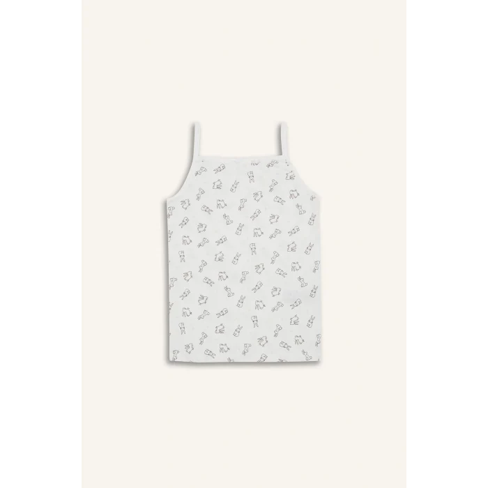 Defacto E7058 Ekru Kız Çocuk Desenli 2li İç Atlet