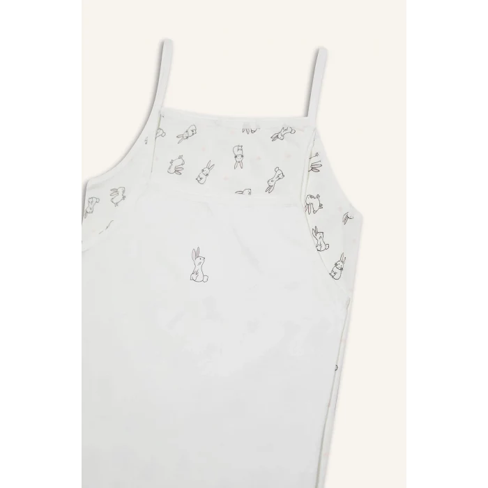 Defacto E7058 Ekru Kız Çocuk Desenli 2li İç Atlet