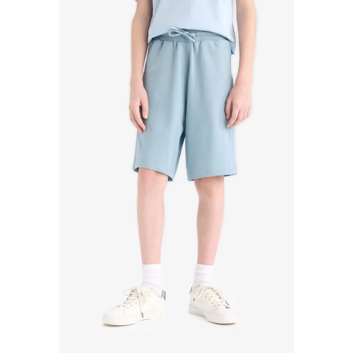 Defacto B5867 Mavi Erkek Çocuk Beli Lastikli Basic Düz Şort