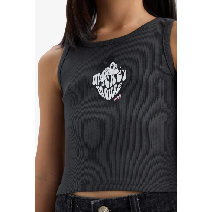 Defacto E6519 Antrasit Kız Çocuk Disney Mickey & Minnie Bisiklet Yaka Atlet