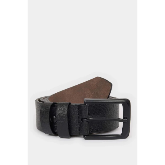 Defacto V0621 Siyah Erkek Dikdörtgen Toka Suni Deri Jean Kemeri