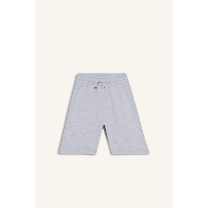 Defacto D9058 Gri Kız Çocuk Relax Fit Beli Lastikli Basic Düz Şort