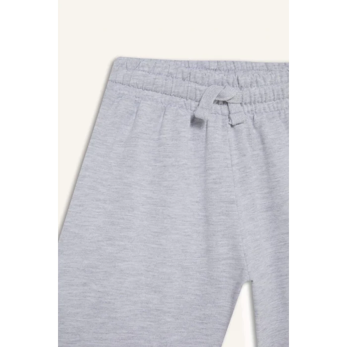 Defacto D9058 Gri Kız Çocuk Relax Fit Beli Lastikli Basic Düz Şort