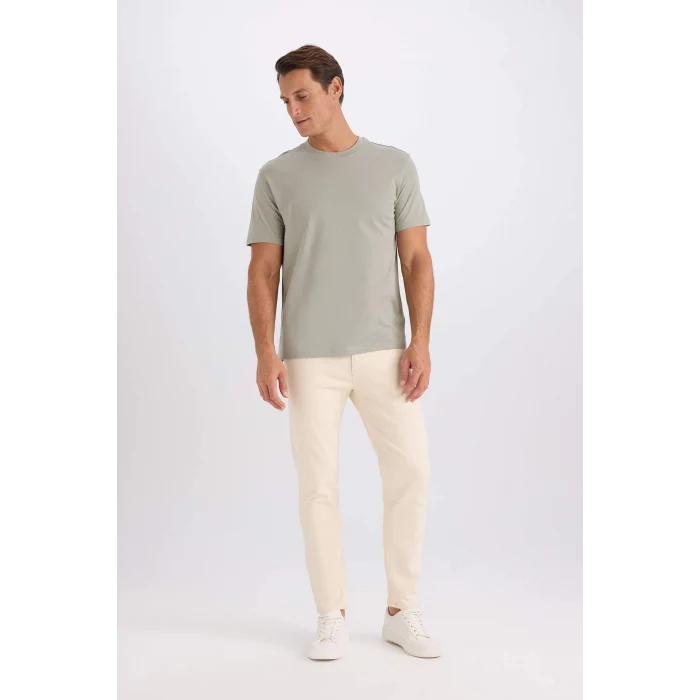 Defacto V7699 Gri %100 Pamuk New Regular Fit Bisiklet Yaka Basic Düz Kısa Kollu Tişört