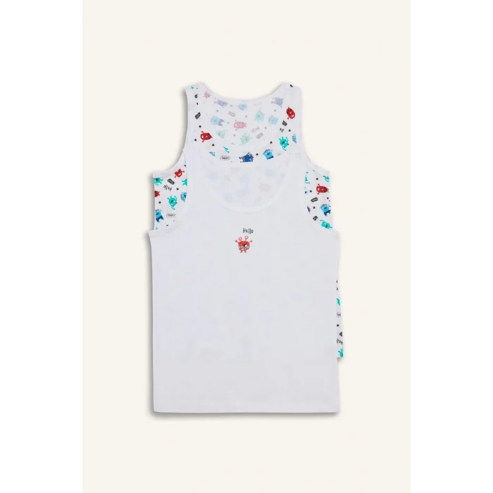 Defacto E6864 Beyaz Erkek Çocuk Baskılı 2li Atlet