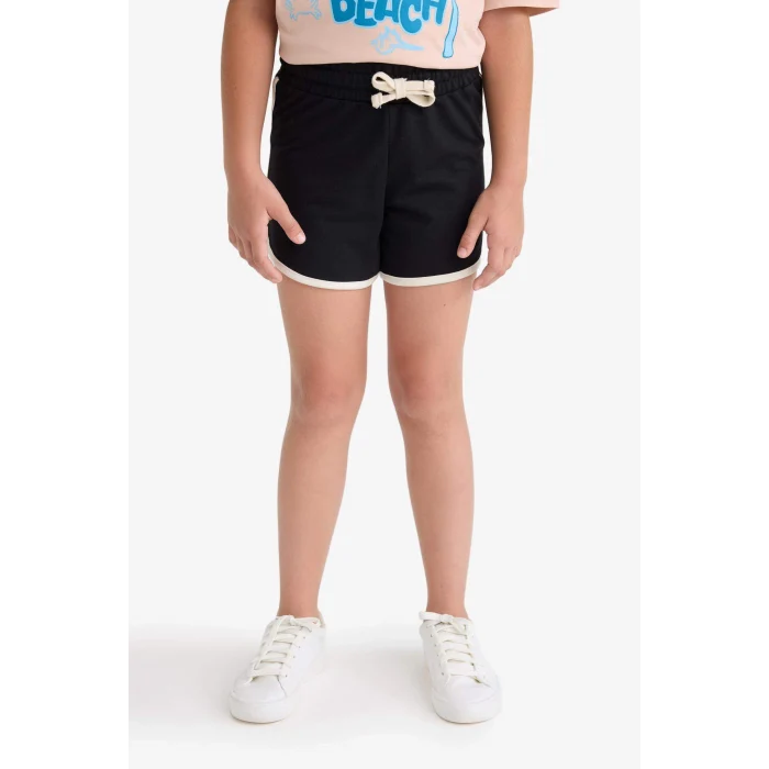 Defacto B5164 Siyah Kız Çocuk Beli Lastikli Basic Düz Şort
