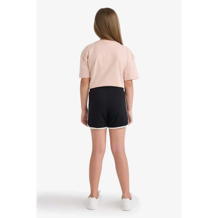 Defacto B5164 Siyah Kız Çocuk Beli Lastikli Basic Düz Şort