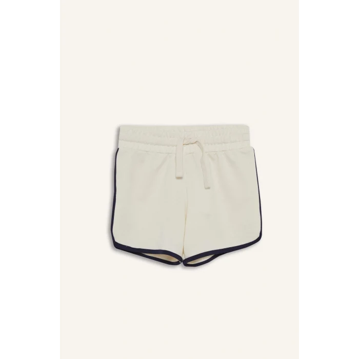 Defacto B5164 Ekru Kız Çocuk Beli Lastikli Basic Düz Şort