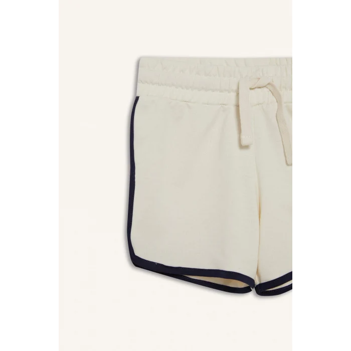 Defacto B5164 Ekru Kız Çocuk Beli Lastikli Basic Düz Şort