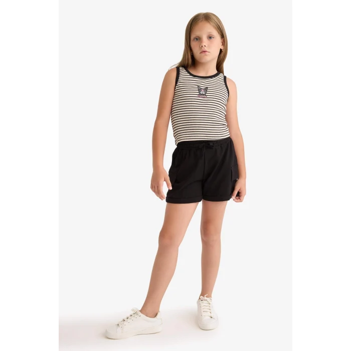 Defacto B0258 Siyah Kız Çocuk Kargo Cep Şort
