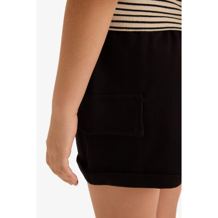 Defacto B0258 Siyah Kız Çocuk Kargo Cep Şort