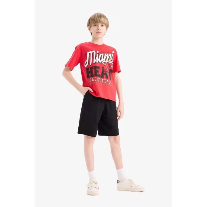 Defacto B5867 Siyah Erkek Çocuk Beli Lastikli Basic Düz Şort