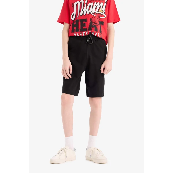 Defacto B5867 Siyah Erkek Çocuk Beli Lastikli Basic Düz Şort