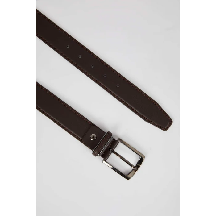 Defacto U5590 Kahve Erkek Dikdörtgen Toka Deri Görünümlü Kemer