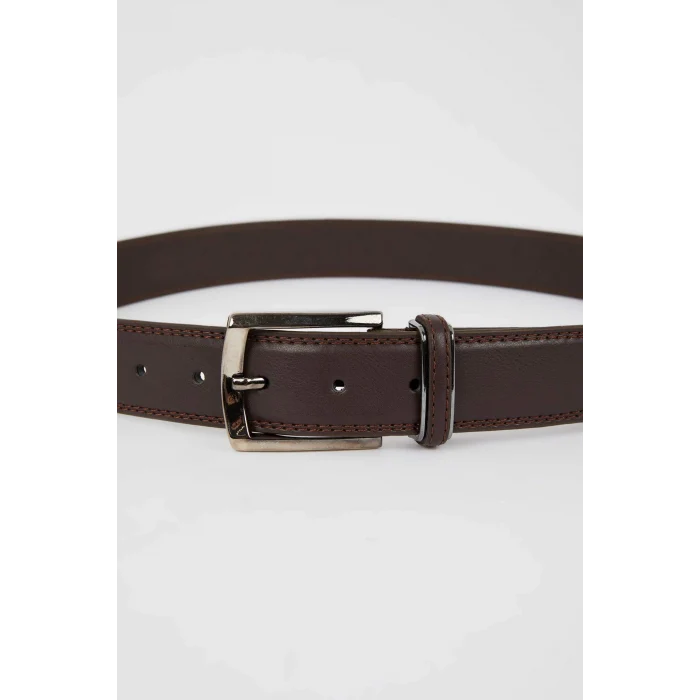 Defacto U5590 Kahve Erkek Dikdörtgen Toka Deri Görünümlü Kemer