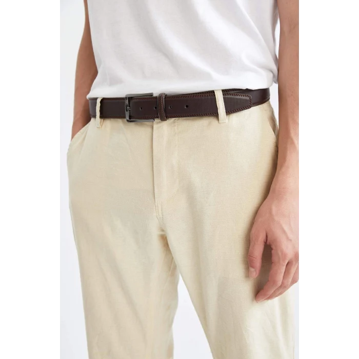 Defacto U5590 Kahve Erkek Dikdörtgen Toka Deri Görünümlü Kemer