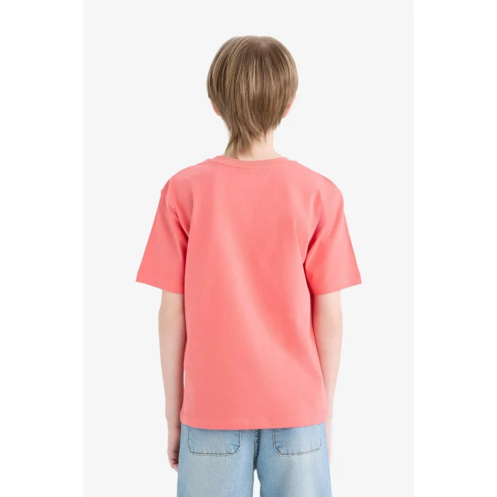 Defacto E0185 Kırmızı Erkek Çocuk Bisiklet Yaka Baskılı Kısa Kollu Tişört