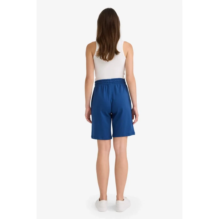 Defacto N7439 Lacivert Regular Fit Beli Lastikli Düz Paça Bermuda Şort