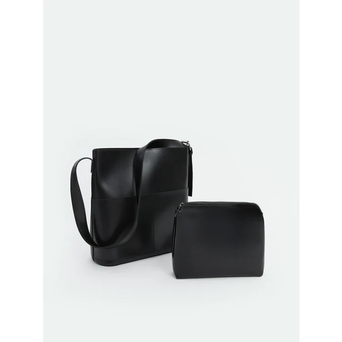 LCW ACCESSORIES Siyah Derİ Görünümlü Kadın Çanta ve Cüzdan