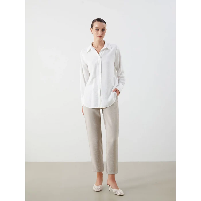 LCWAIKIKI Classic Bej Beli Lastikli Havuç Kesim Kadın Pantolon