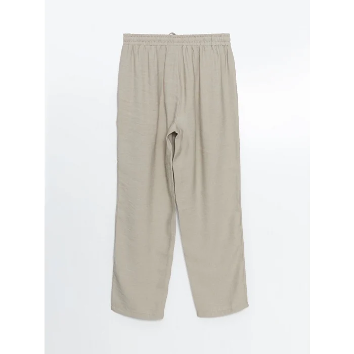 LCWAIKIKI Classic Bej Beli Lastikli Havuç Kesim Kadın Pantolon