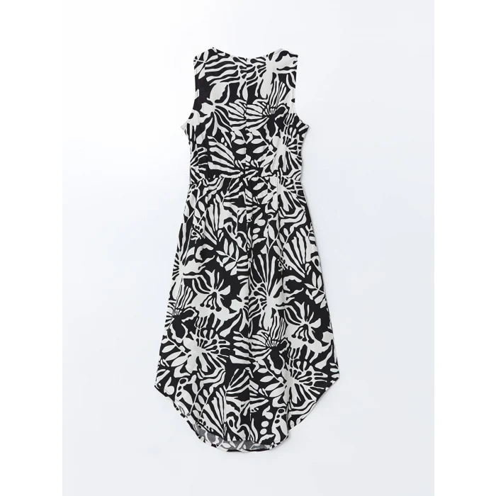 LCWAIKIKI Classic Siyah Bisiklet Yaka Desenli Elbise