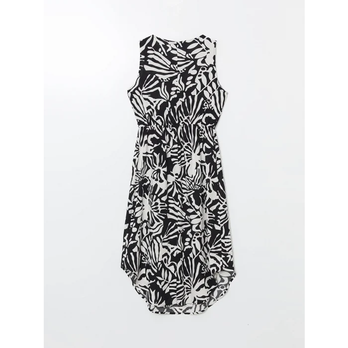 LCWAIKIKI Classic Siyah Bisiklet Yaka Desenli Elbise