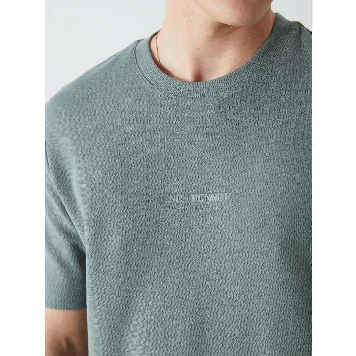 XSIDE Yeşil Bisiklet Yaka Kısa Kollu Baskılı Erkek Tişört