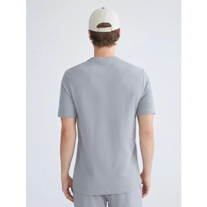 XSIDE Gri Bisiklet Yaka Kısa Kollu Baskılı Erkek Tişört
