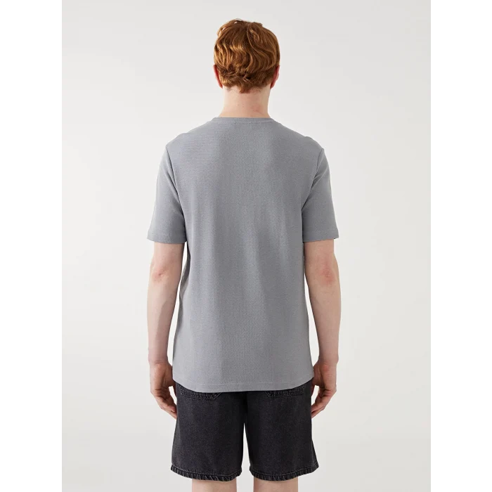 XSIDE Gri Bisiklet Yaka Kısa Kollu Baskılı Erkek Tişört