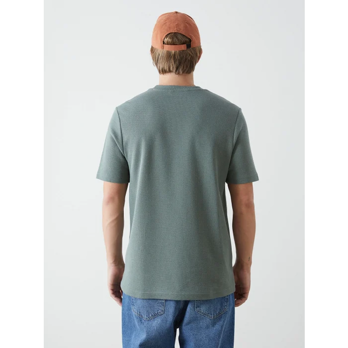 XSIDE Yeşil Bisiklet Yaka Kısa Kollu Baskılı Erkek Tişört