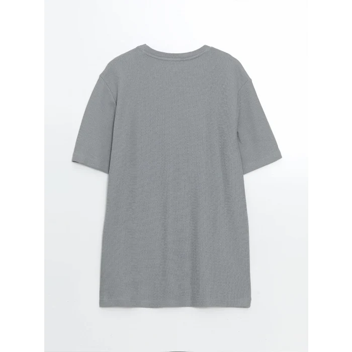 XSIDE Gri Bisiklet Yaka Kısa Kollu Baskılı Erkek Tişört