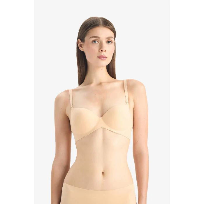 Defacto C1525 Bej Yarım Dolgulu Micro Dolgulu Push Up Tişört Bra-Fall in Love