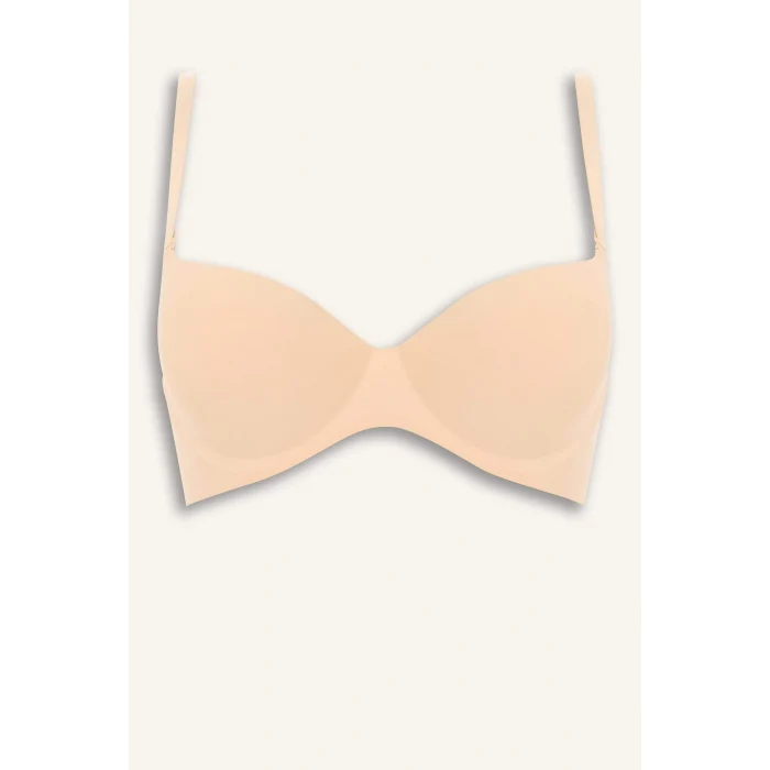 Defacto C1525 Bej Yarım Dolgulu Micro Dolgulu Push Up Tişört Bra-Fall in Love