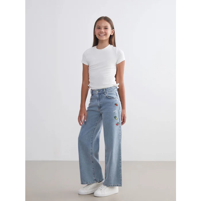 LCW Kids Mavi Wideleg Kız Çocuk Jean Pantolon