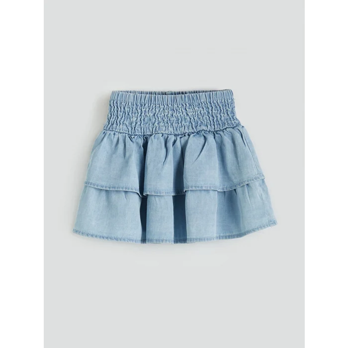 LCW Kids Mavi Beli Lastikli Kız Çocuk Jean Etek