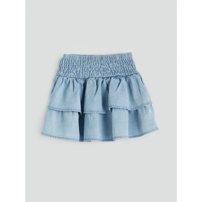 LCW Kids Mavi Beli Lastikli Kız Çocuk Jean Etek