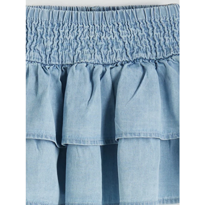 LCW Kids Mavi Beli Lastikli Kız Çocuk Jean Etek