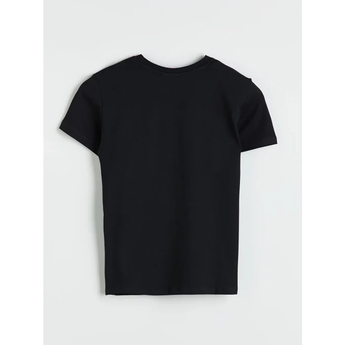 XSIDE Siyah Bisiklet Yaka California Baskılı Kadın Tişört