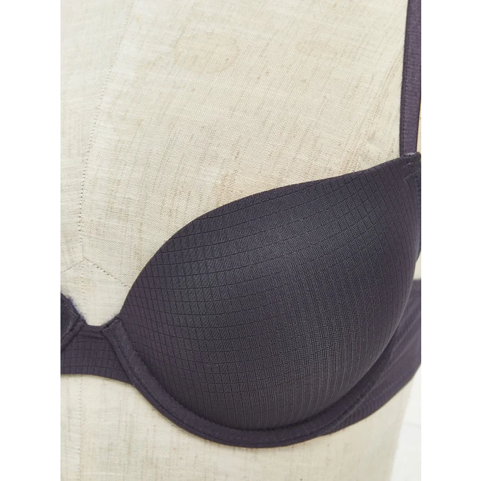 LCW DREAM Antrasit Balenli Dolgulu Düz Tişört Sütyen