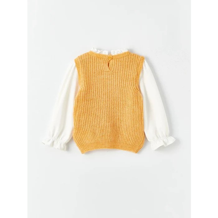 LCW baby Sari Bisiklet Yaka Kız Bebek Kazak