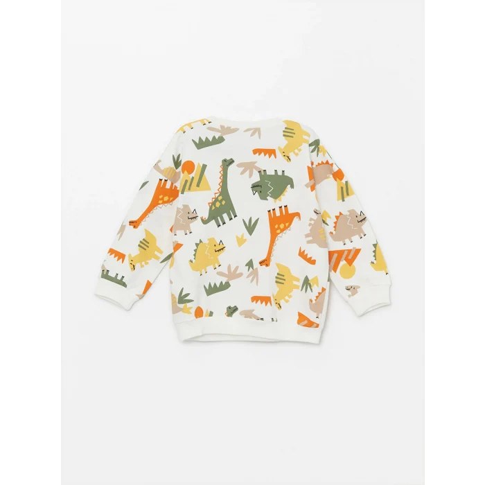 LCW Kids Ekru Bisiklet Yaka Erkek Bebek Sweatshirt ve Pantolon 2li