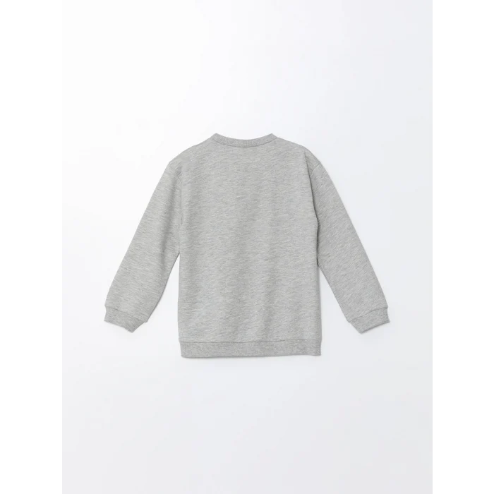 LCW Kids Gri Bisiklet Yaka Baskılı Erkek Bebek Sweatshirt ve Eşofman Alt 2li