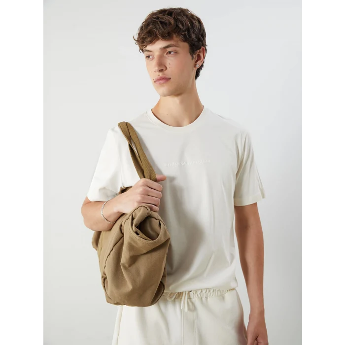 XSIDE Bej Bisiklet Yaka Baskılı Penye Erkek Tişört