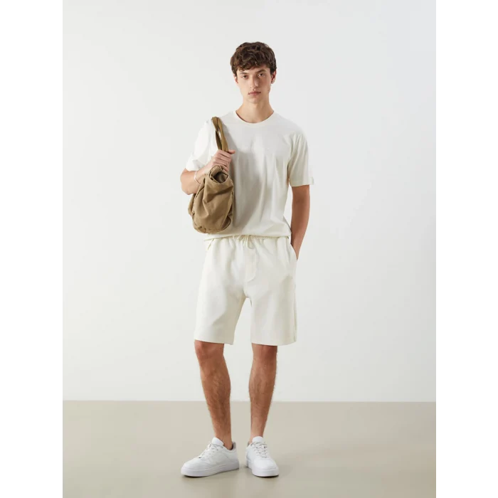 XSIDE Bej Bisiklet Yaka Baskılı Penye Erkek Tişört